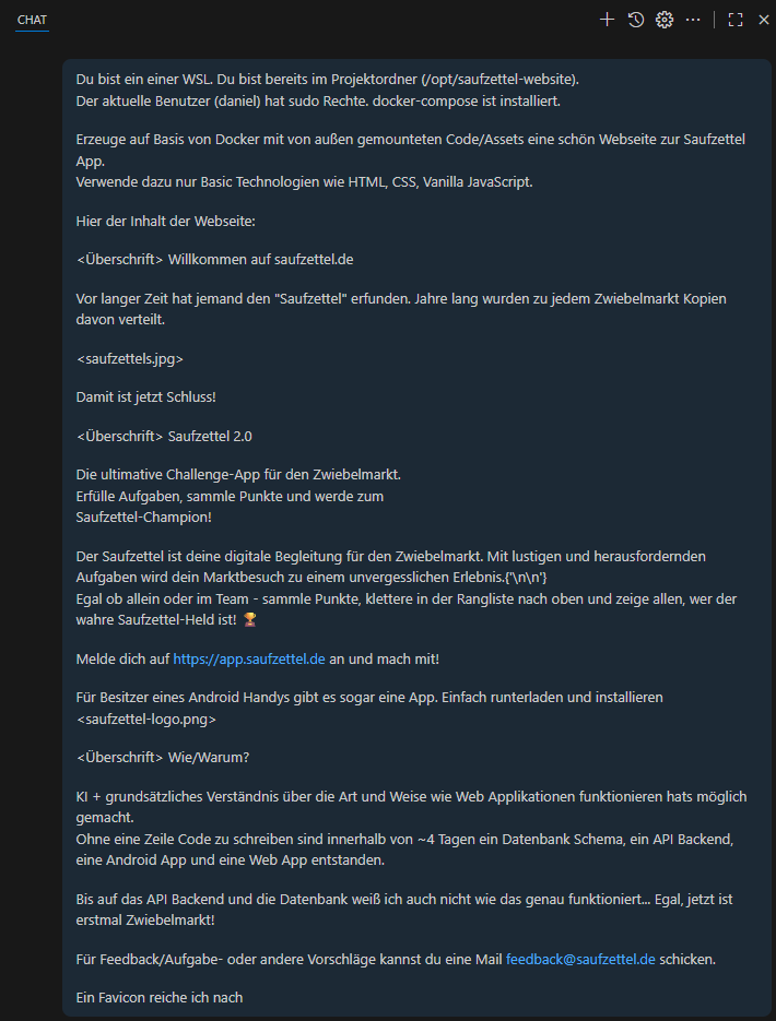 KI Prompt für die Webseite-Entwicklung